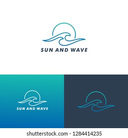 Sun And Wave Logo Template, Icon Vector