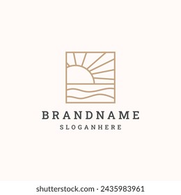 Sun wave Logo Template. Universal creative premium symbol.