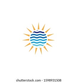 Sun wave logo template vector icon illustration
