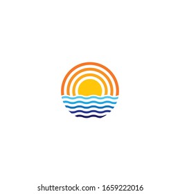 Sun Wave Logo Template Vector Icon Illustration