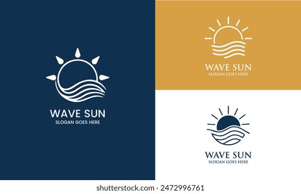Sun Wave Logo Template Vector for Business Vacation Summer Holiday