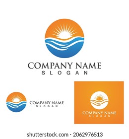 Sun and wave logo Vector illustration Icon