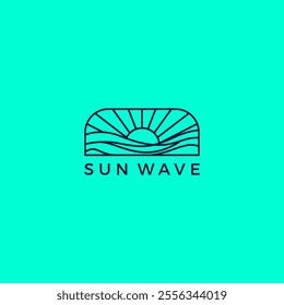 Sun And Wave Logo Vector. Sunset Line Design