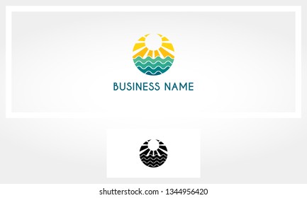 Sun Wave Sea Beach Logo