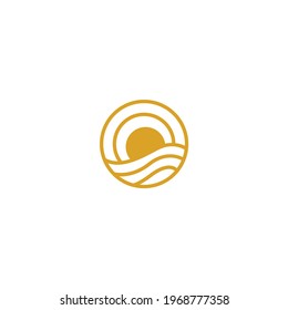 sun wave sunset vector logo design