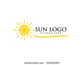 sun and wave for technology, hospitality, tour and travel vector logo design template