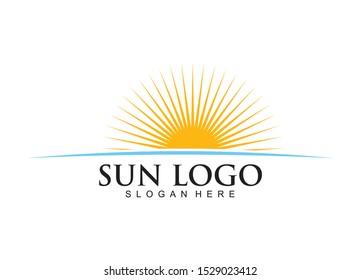 Sun And Wave For Technology, Hospitality, Tour And Travel Vector Logo Design Template