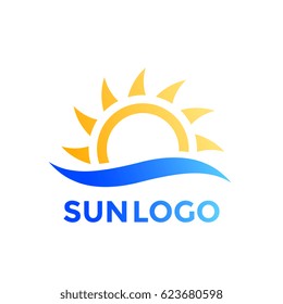 sun and wave vector logo element