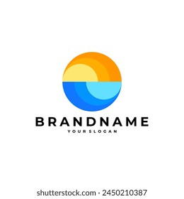 SUN WAVE WATER LOGO VECTOR ICON ILLUSTRATION