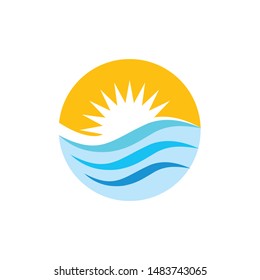 sun waves circle colorful logo vector