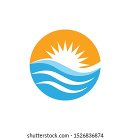 sun waves circle colorful logo vector