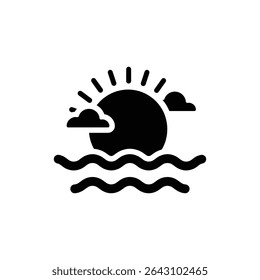 Sol con olas y nubes, Naturaleza y Clima Concepto