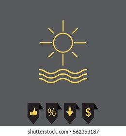 sun and waves line icon