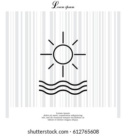 sun and waves line icon. vector illustration