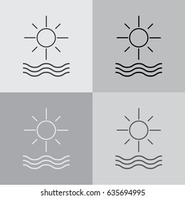 sun and waves line icon. vector illustration