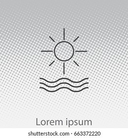 sun and waves line icon. vector illustration