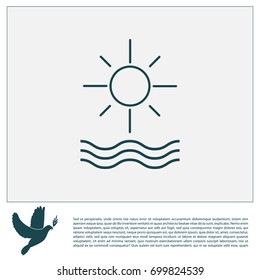 sun and waves line icon. vector illustration