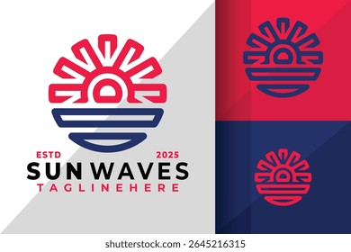 Ilustración moderna del diseño del Vector del icono del logotipo de las ondas del sol