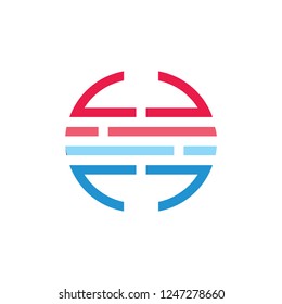 sun waves ocean stripes geometric symbol logo vector