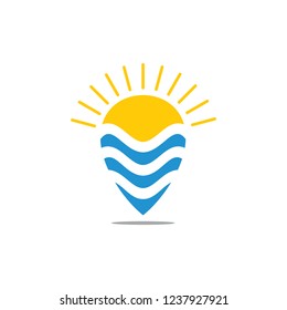 sun waves pin location symbol vector