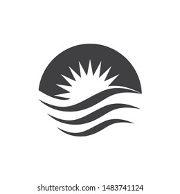 sun waves simple flat silhouette logo vector