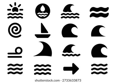 Sun waves water drop sailboat wind arrow spiral sunrise