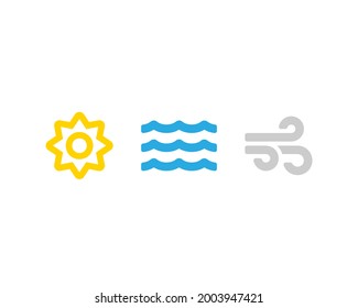 Sun waves and wind vector icons. Nature symbols isolated Vector illustration EPS 10