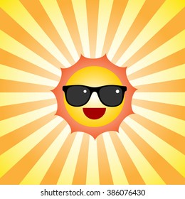 Sun wearing glasses , Summertime Concept