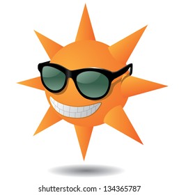 Sun wearing sunglasses. EPS 8 vector, grouped for easy editing. No open shapes or paths.