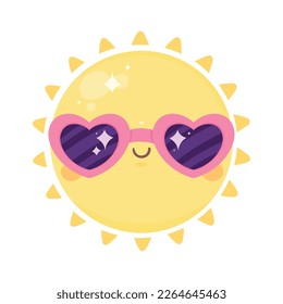 sun wearing sunglasses kawaii character