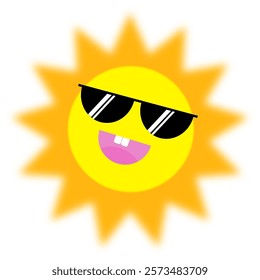 The sun wears sunglasses with smiling on transparent background
