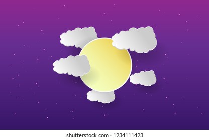 sun weather forecast illustration with paper cut style effect vector design