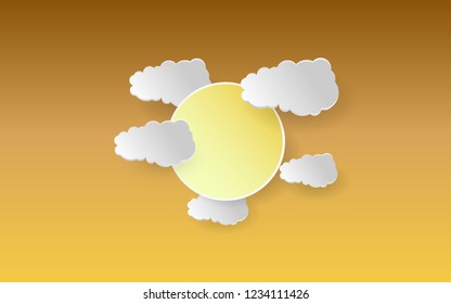 sun weather forecast illustration with paper cut style effect vector design