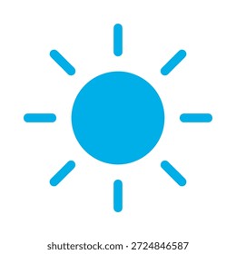 Icono de Clima solar diseño de Vector plano azul símbolo de día soleado luz de calor de verano signo de elemento gráfico de naturaleza brillante