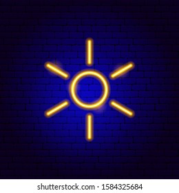 Sun Weather Neon Sign. Vector Illustration of Energy Promotion.