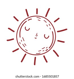 sun weather summer cartoon isolated icon design vector illustration line style