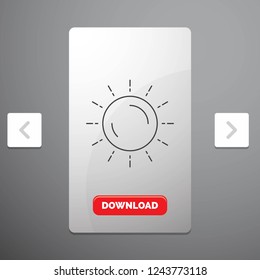 sun, weather, sunset, sunrise, summer Line Icon in Carousal Pagination Slider Design & Red Download Button