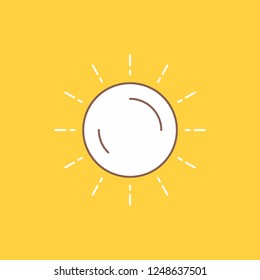 sun, weather, sunset, sunrise, summer Flat Line Filled Icon. Beautiful Logo button over yellow background for UI and UX, website or mobile application