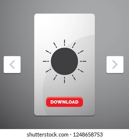 sun, weather, sunset, sunrise, summer Glyph Icon in Carousal Pagination Slider Design & Red Download Button