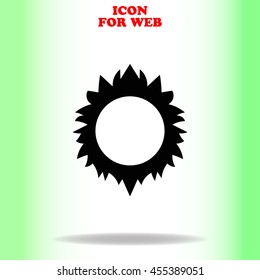 Sun web icon. Black illustration on white background