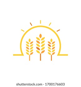 Sun wheat logo template vector icon design