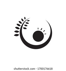 Sun wheat logo template vector icon design
