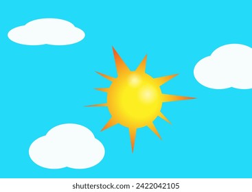 The sun is white clouds on a blue sky background