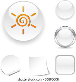 Sun white icon. Vector illustration.