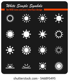 sun white simple symbols for web icons and user interface design