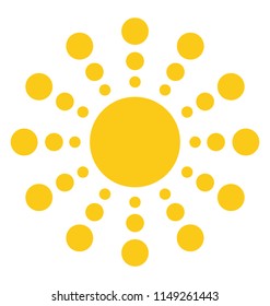 
A sun in white and yellow striped pattern representing daylight 
