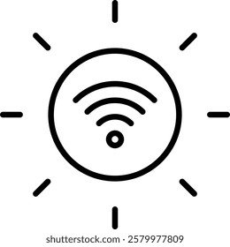 Sun  Wifi icon line vector illustration