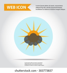 Sun wih clouds, weather icon, sinoptic, vecctor.