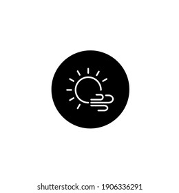 Sonne und Wind Symbol in schwarz runder Stil. Symbole für Wetter und Jahreszeit