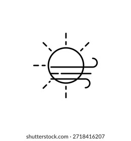 Ícone de Sol e vetor de vento. Estilo de linha do ícone do tempo. uso perfeito para logotipo, apresentação, site e muito mais.